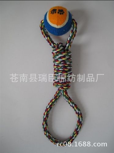 宠物玩具 手编玩具 装饰品 供应 宠物用品 狗狗耐咬棉结网球 手拉棉绳网球玩具 磨牙洁齿玩具