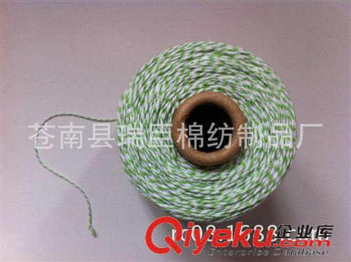 合股紗-棉繩-捆綁繩-螃蟹繩 常年供應 10支3*3綠白棉繩 彩色吊牌繩 彩色松緊繩 鞋業輔料原始圖片2