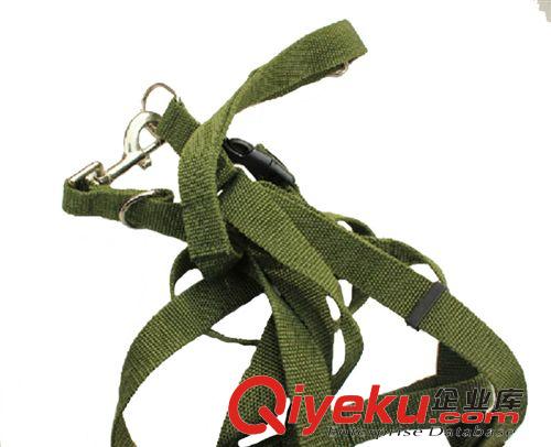 寵物鏈圈、繩帶 寵物牽引繩軍綠牽引胸背套專業(yè)狼狗鏈 中大型犬使用原始圖片2