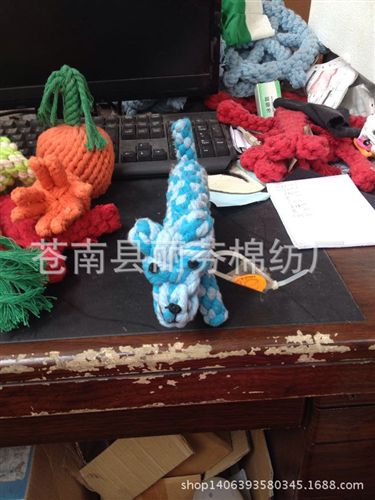 手編玩具類 供應寵物玩具  狗狗玩具 狗狗牽引  寵物棉繩手編八爪魚