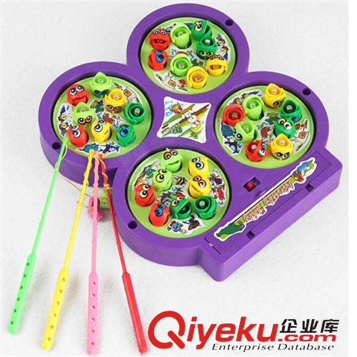 兒童玩具 兒童益智音樂親子游戲 寶寶電動磁性釣魚會唱歌四盤玩具套裝批發原始圖片2