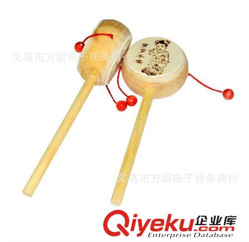 嬰兒玩具 廠家直銷玩具批發傳統小號木質撥浪鼓嬰兒玩具0-1歲木鼓手搖鼓原始圖片2