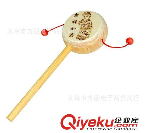 嬰兒玩具 廠家直銷玩具批發傳統小號木質撥浪鼓嬰兒玩具0-1歲木鼓手搖鼓原始圖片3