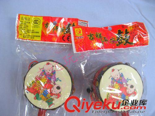 益智玩具 撥浪鼓批發 嬰兒搖鈴 小鼓傳統中國風風格圖案手搖鼓仿羊皮鼓原始圖片2