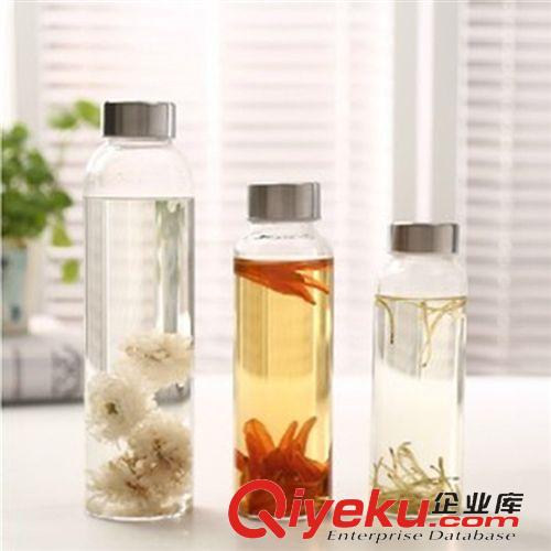 日用百貨 創(chuàng)意時尚玻璃水杯 透明便攜杯 可愛耐熱高溫運動大容量水杯原始圖片2