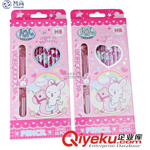 智高系列產(chǎn)品 智高zp KK-163兔公仔 學(xué)生六角桿HB鉛筆12支裝-帶筆套/筆帽2個(gè)