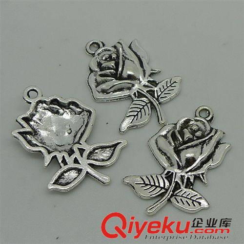 植物類 A2636 玫瑰花 100個/包 1.6克 26x16mm 古銀色合金飾品配件批發(fā)