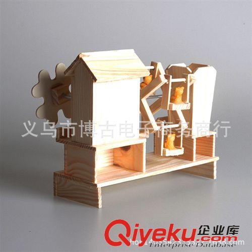 工藝品 61-64 木質沙漏風車八音筆筒 木藝工藝品跳舞音樂盒筆插 木質擺件原始圖片3