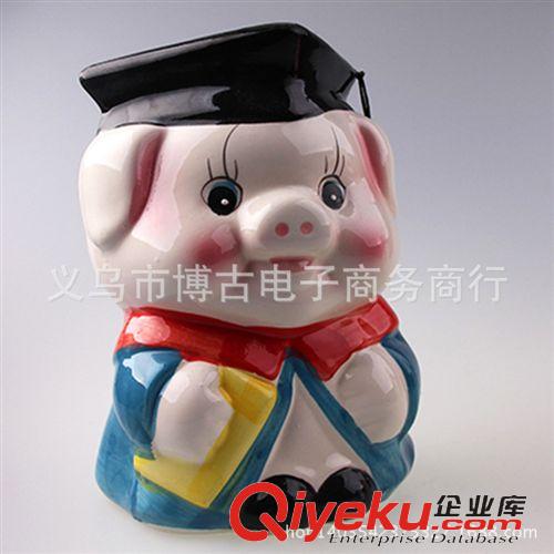 工藝品 8寸博士豬儲錢罐 8寸博士豬錢罐 全手繪存錢罐 9.9元店原始圖片2