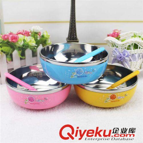 廚房用品 雙耳隔熱碗 不銹鋼卡通雙層碗 快餐杯飯盒 十元店百貨原始圖片2