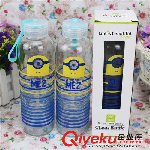 時尚水杯 特惠 小黃人吊帶玻璃水杯  防滑小黃人水杯原始圖片2