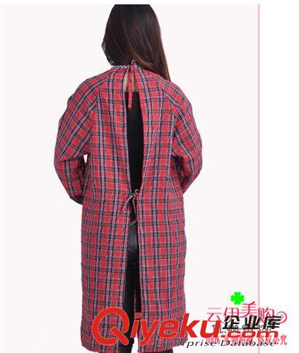 每月新品 純棉格成人罩衣 小兔雙兜帶袖圍裙 9.9 十元店貨源 義烏百貨批發原始圖片2