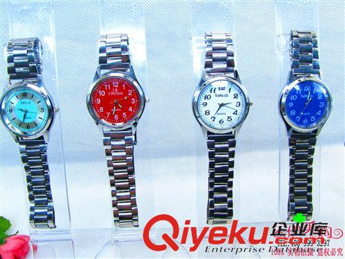 手表、戒子表、懷表、護(hù)士表 新款夜光指針情侶手表鋼帶手表 9.9 十元店貨源百貨義烏手表批發(fā)