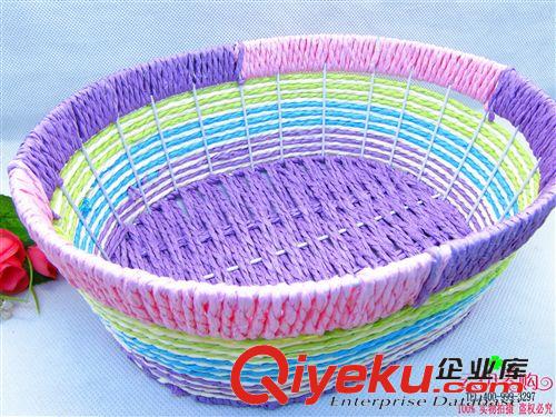 收納用品 熱銷彩色藤編水果籃收納籃儲物籃9.9十元店貨源義烏工藝品批發原始圖片2