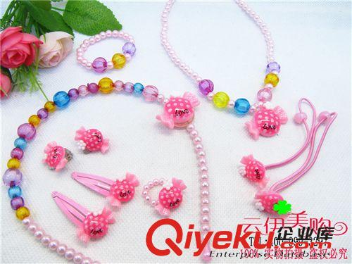 毛衣鏈、項(xiàng)鏈、手鏈?zhǔn)骤C、腳鏈 韓版卡通兒童小孩首飾套裝7件套  十元/9.9店貨源 義烏批發(fā)原始圖片3