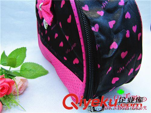 化妝類 心形波點(diǎn)蝴蝶結(jié)化妝包便攜收納包洗漱包手提包十元店貨源義烏批發(fā)原始圖片2