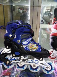 溜冰鞋inline skates tj新款zp兒童可調單閃溜冰鞋直排輪旱冰鞋輪滑鞋套裝（爆款）原始圖片2