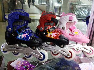 溜冰鞋inline skates tj新款zp兒童可調單閃溜冰鞋直排輪旱冰鞋輪滑鞋套裝（爆款）原始圖片3