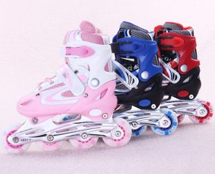 溜冰鞋inline skates 新款單閃輪滑鞋 旱冰鞋兒童可調(diào)直排滑冰鞋 溜冰鞋廠家批發(fā)輪滑