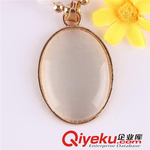 毛衣鏈 韓國新款時尚潮女秋冬必備百搭時尚項鏈貓眼石橢圓毛衣鏈項鏈義烏原始圖片2