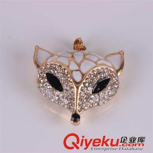毛衣鏈 韓國(guó)飾品項(xiàng)鏈 黑狐貍吊墜水晶鑲鉆項(xiàng)飾 竄珠毛衣鏈夜市地?cái)偀豳u原始圖片2