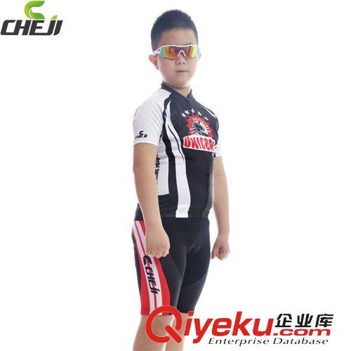 騎行童裝 Cheji獨角獸黑紅騎行服套裝男女親子短袖童裝 童裝 代理一件代發(fā)