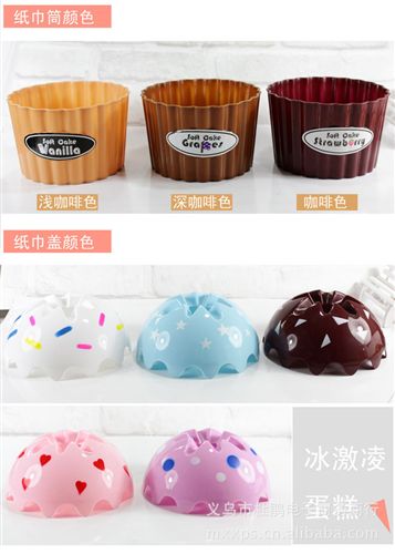 收納用品 冰激凌蛋糕形圓筒紙巾盒 卡通創(chuàng)意紙巾盒原始圖片2