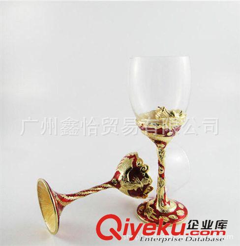 工藝精品 羅比羅丹龍鳳呈祥6#琺瑯彩紅酒對杯 結婚用品婚慶禮品gd禮盒