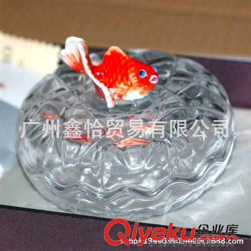 工藝精品 羅比羅丹水晶琺瑯彩年年有余 糖果罐擺件喜慶儲(chǔ)物盒 精美禮盒包裝原始圖片2