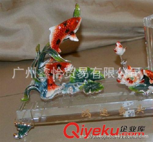 工藝精品 羅比羅丹歐式鴻運(yùn)當(dāng)頭名片筆插座 水晶琺瑯彩商務(wù)辦公禮品擺件原始圖片3
