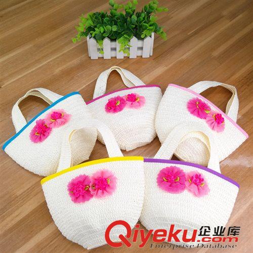 5月上旬新品 新款韓版 兒童花朵草帽 可愛公主草帽 兒童帽子批發 女童包包套件原始圖片3