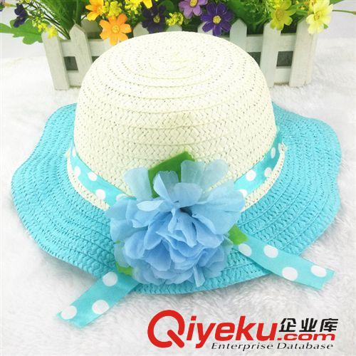 4月上旬新品 韓版夏天沙灘帽子 女童太陽 草帽花朵公主帽夏季兒童草帽原始圖片3