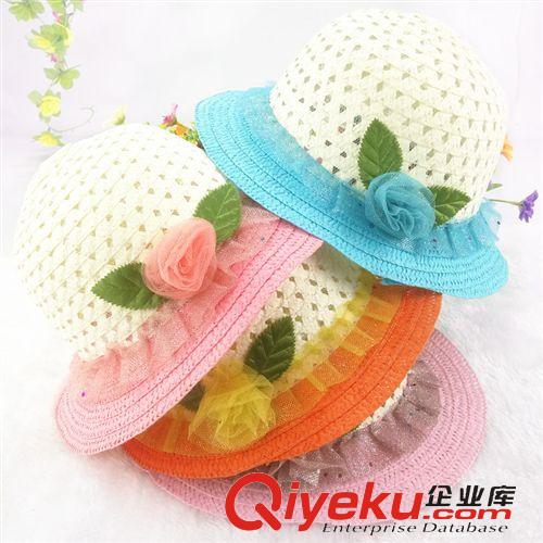 4月上旬新品 兒童帽子 2015夏女童草帽太陽夏天遮陽帽涼帽盆帽子兒童夏季新款原始圖片2