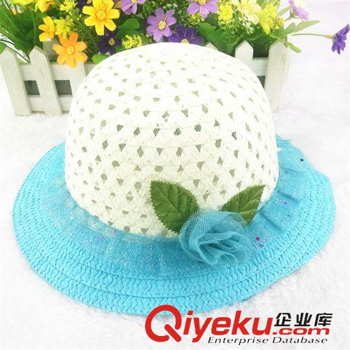 4月上旬新品 兒童帽子 2015夏女童草帽太陽夏天遮陽帽涼帽盆帽子兒童夏季新款原始圖片3