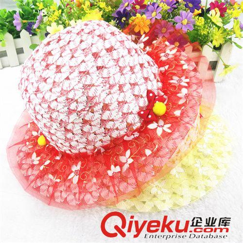 4月上旬新品 新款兒童沙灘草帽 寶寶小熊造型遮陽帽 蕾絲花邊盆帽批發(fā)原始圖片2