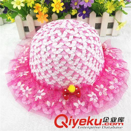 4月上旬新品 新款兒童沙灘草帽 寶寶小熊造型遮陽帽 蕾絲花邊盆帽批發(fā)原始圖片3