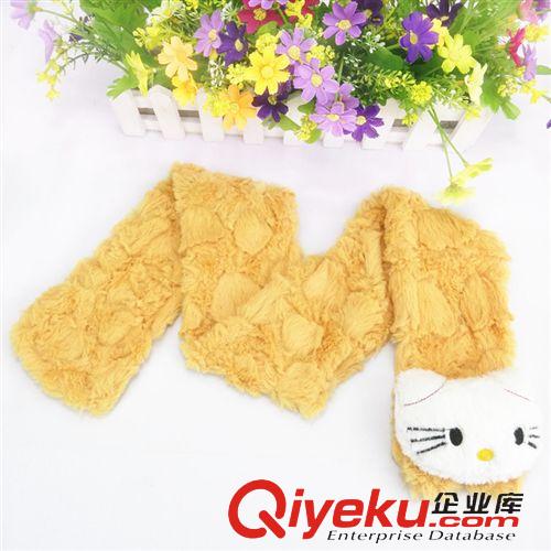 手套/圍巾 廠家直銷 素色大頭卡通寶寶圍巾 秋冬款男女兒童細(xì)絨加厚圍脖原始圖片3