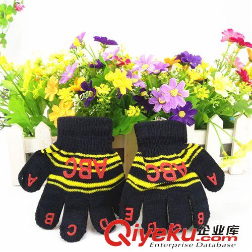 手套/圍巾 秋冬熱賣 兒童點膠ABC手套 全指 針織魔術 義烏廠家批發原始圖片2