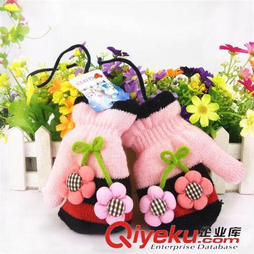 手套/圍巾 韓版冬季加絨加厚保暖手套寶寶兒童手套卡通雙花 兒童手套批發(fā)
