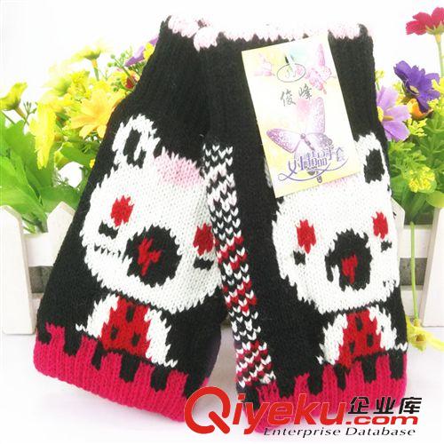 手套/圍巾 秋冬款女士彩條 卡通兔毛針織手套 加厚半指 包指 手套批發(fā) 多款原始圖片3