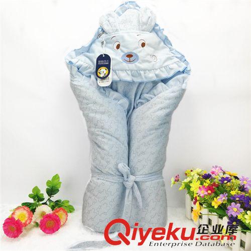 抱被/睡袋/浴巾  批發(fā)新款嬰幼兒包被包毯 天鵝絨卡通系帶加厚加大花邊抱被90*90原始圖片2