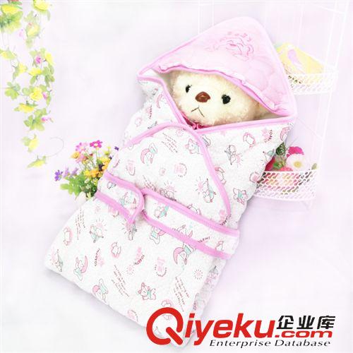 抱被/睡袋/浴巾  新款卡通嬰幼兒包被包毯 天鵝絨系帶加厚特大可脫內(nèi)膽抱被100*100