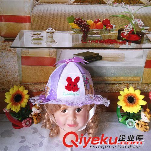 兒童帽子 批發(fā)兒童夏季帽子 兒童帽子 雙層可愛(ài)小兔花邊夏天帽子原始圖片3