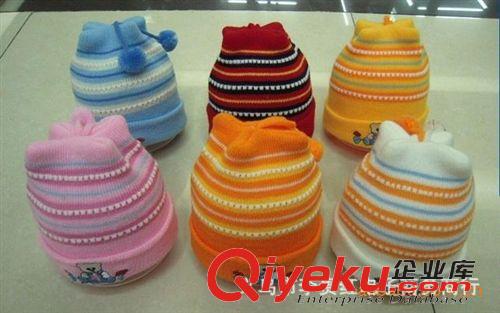 兒童帽子 秋冬新款寶寶保暖帽子 嬰兒用品 條紋毛線帽 兒童帽子原始圖片2