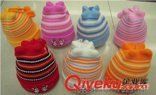 兒童帽子 秋冬新款寶寶保暖帽子 嬰兒用品 條紋毛線帽 兒童帽子原始圖片3