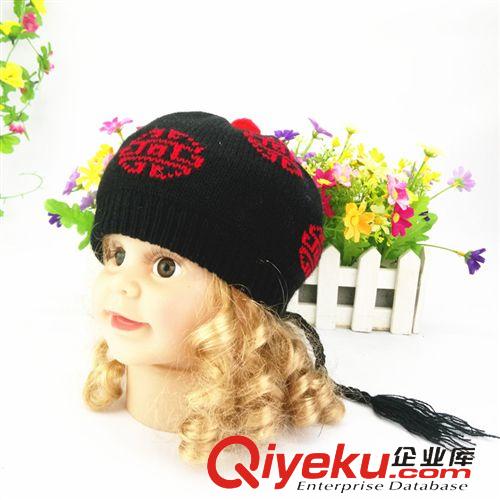 兒童帽子 中國風(fēng)熱銷 毛線帽子兒童帽子辮子帽 嬰兒地主帽批發(fā) 寶寶唐裝帽原始圖片2