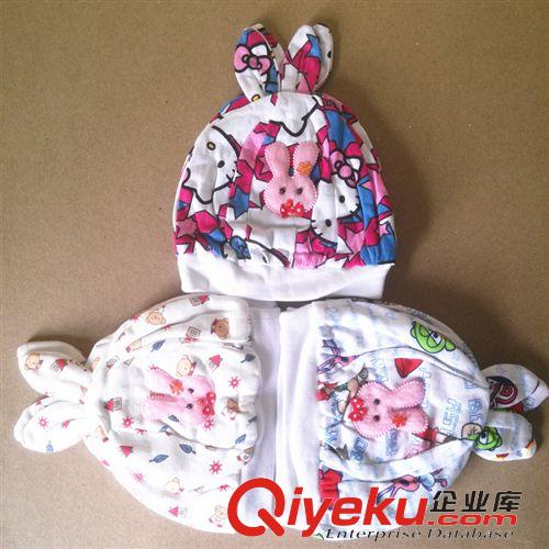 兒童帽子 新生兒帽 嬰兒帽 全棉雙層卡通印花小兔子帽 嬰幼兒帽 胎帽批發原始圖片2