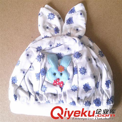兒童帽子 新生兒帽 嬰兒帽 全棉雙層卡通印花小兔子帽 嬰幼兒帽 胎帽批發原始圖片3