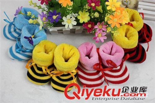 兒童鞋子 廠價直批嬰兒絨線保暖鞋 寶寶鞋子 七彩條紋毛線鞋原始圖片3