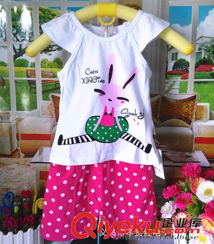 9折清倉區(qū) 新款 品牌夏款女童夏裝 晨曉跳舞小兔套裝 短袖套裝  夏款原始圖片2